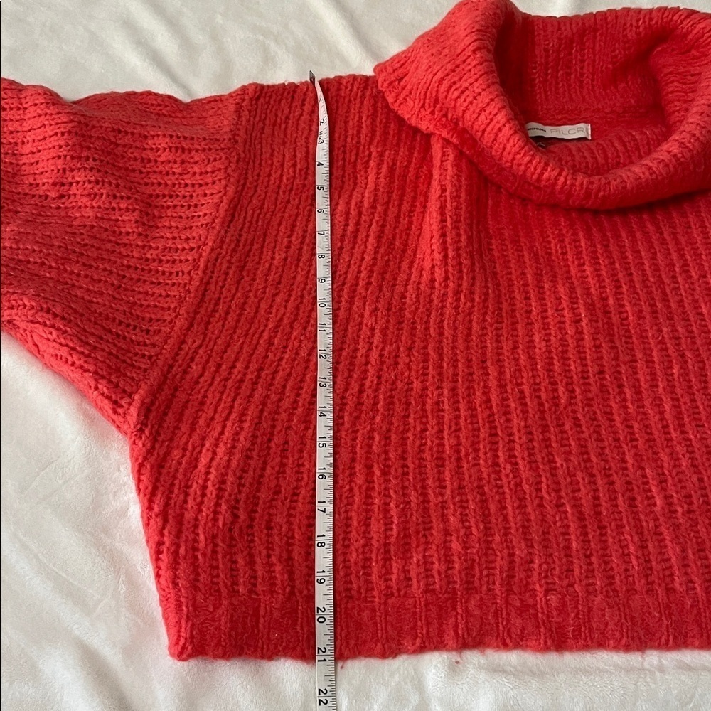 Anthropology Pilcro Vibrant Coral Cowl Neck Sweater - Picture 8 of 11